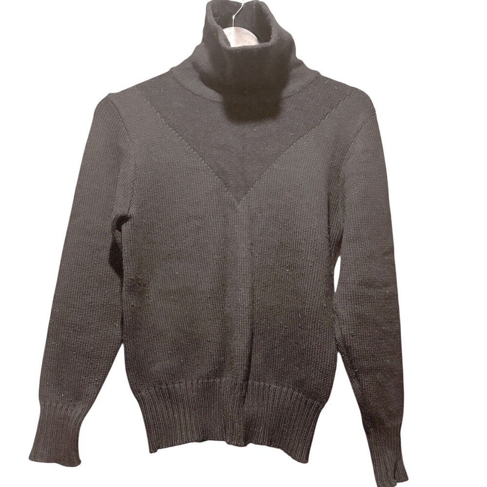 VTG BOGNER 100% Wool Black Turtleneck Sweater Women's Small Made In Hongkong